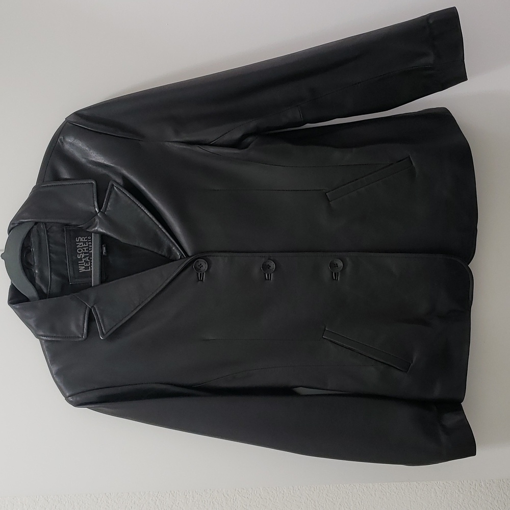 Wilsons Womens Pelle Studio Super Soft Black Leather 3 Button Jacket